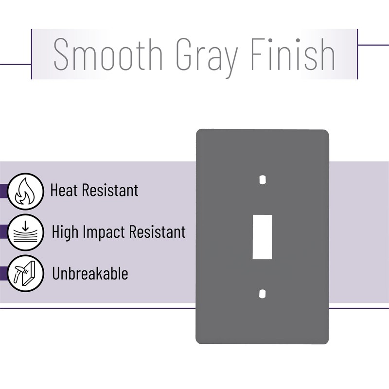 Bates- Light Switch Cover, Pack of 10, 1 Gang, Grey,