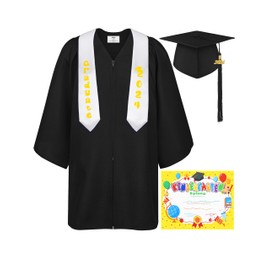 SOMSOC Matte Preschool Kindergarten Graduation Gown Cap Stole Set with 2024 Tassel Certificate for Kids