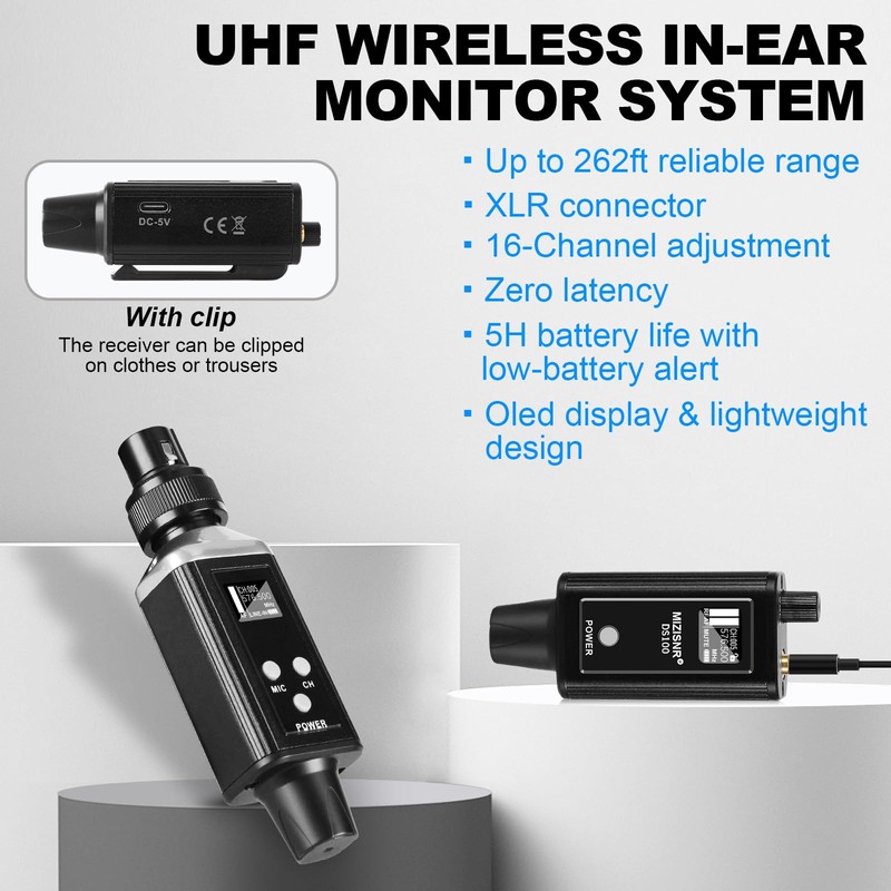 Wireless In Ear Monitor System, Professional UHF Metal Wireless IEM