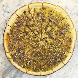 Andy Anand Caramel Pistachio Cheesecake 9" | Freshly Baked with Real California Cream Cheese, No Chemicals | All-Natural, Delicious & Decadent Dessert (2 lbs)