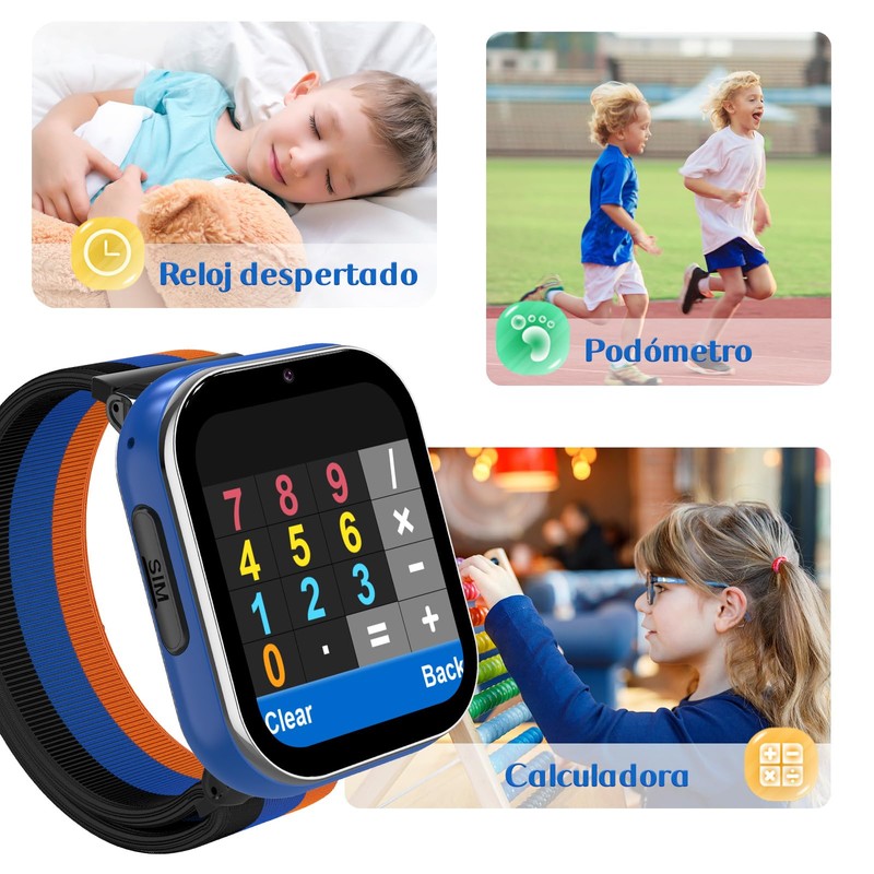 PTHTECHUS 4G Reloj Inteligente para niños, Smartwatch teléfonos con una