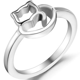 Jude Jewelers Stainless Steel Cute Cat Kitty Girl Teen Cocktail Party Birthday Ring (Silver, 3)