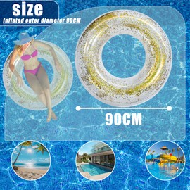 Pool Inflatables Swimming Ring Rubber Rings for Kids Adults,90cm Gold Sequins Inflatable Pool Water Toys,Inflatable Pool Floats Swim Tubes Rings for Girls Boys Women Men Summer Party Beach Water Sport