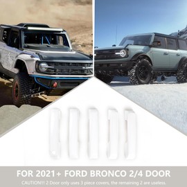 RERPRO Door Handle Scratch Protector Rear Tailgate Door Handle Cover Trim Compatible with 2021 2022 2023 2024 2025 Ford Bronco Exterior Accessories Protection Decor Decal 5P White Without Smart Hole