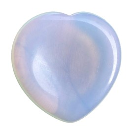 favoramulet Heart Love Crystal Thumb Worry Stone Pocket Palm Stones for Anxiety Therapy Geometry Chakra Healing Reiki Balancing, Synthetic Opalite