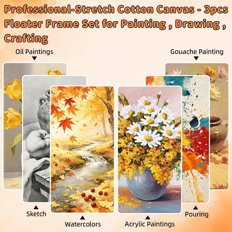2 Pack 24 x 36 inch Floater Frame Canvas –Gallery