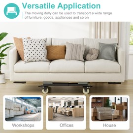Heavy Duty Furniture Moving Dolly - Adjustable Furniture Movers with 4 Swivel Casters Wheels, Small Wood & Metal Floor Flat Dollies Cart, One Pack