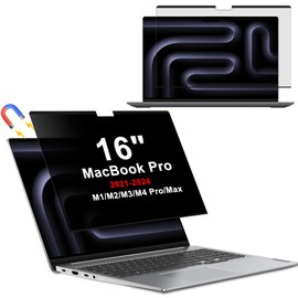 HeeYeal Magnetic Laptop Privacy Screen for MacBook Pro 16 Inch 2024 2023 2021 (M4/M3 & M2/M1), PET Screen Protector, Anti Blue Light Privacy Film, Removable Anti Spy Film for MacBook Pro 16 Inch