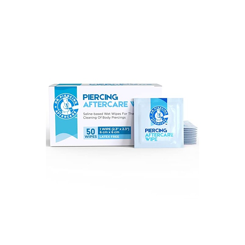 Toallitas para el cuidado posterior de perforaciones del Dr. Piercing: