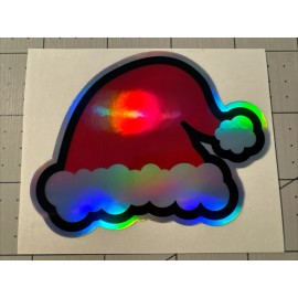 Santa’s Hat Cute Funny Christmas sticker Holiday Decor  Size: 3" Set of 2