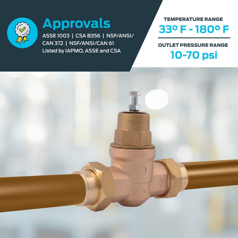 Cash Acme EB45 Pressure Regulating Valve, Double Union, 1 Inch