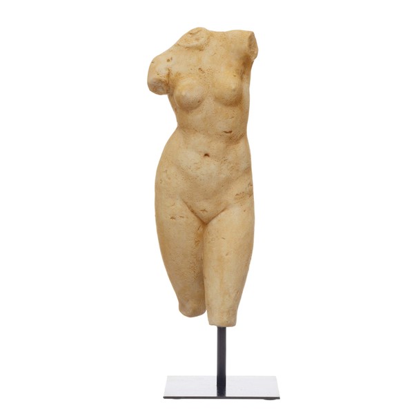 Creative Co-Op Resin Female Body Figure on Metal Stand, Plaster Finish Home Décor, Natural