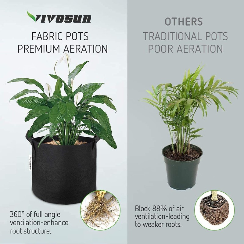 VIVOSUN 10-Pack 20 Gallon Grow Bags, Reinforced Planter Fabric Pots