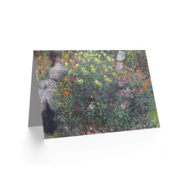 Artery8 Claude Monet Ladies In Flowers Fine Art Greeting Card Plus Envelope Blank Inside Flowers