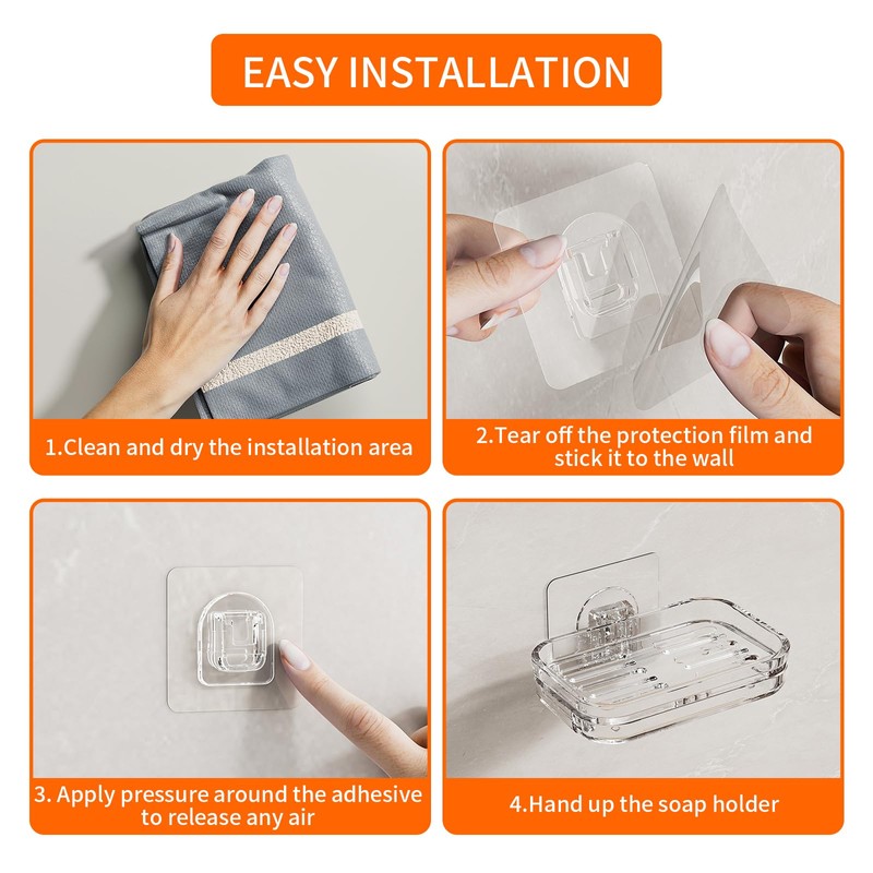 Bar Soap Dish 2 Pack,Self Draining Soap Holder for Shower,Wall
