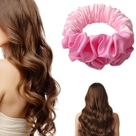 Heatless Hair Curler Overnight to Sleep In,Heatless Curling Scrunchie for Women Soft Silk Lazy Rollers Headband for Long Hair Overnight.(Pink)