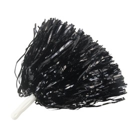 Lovecheer 12PCS Pom Poms Cheer Metallic Black Fluffy Cheerleader Pom Poms with Handle for Adults Sports Spirtis Party Performance Cheering
