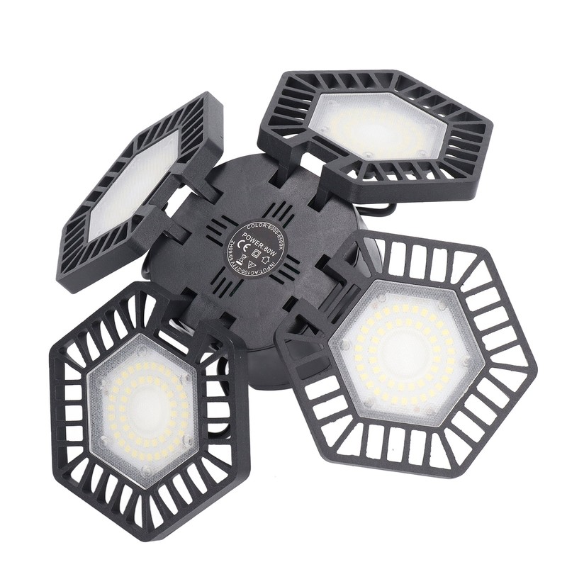 LED Garage Light Cool White 80W 4 Panel 90 Degree