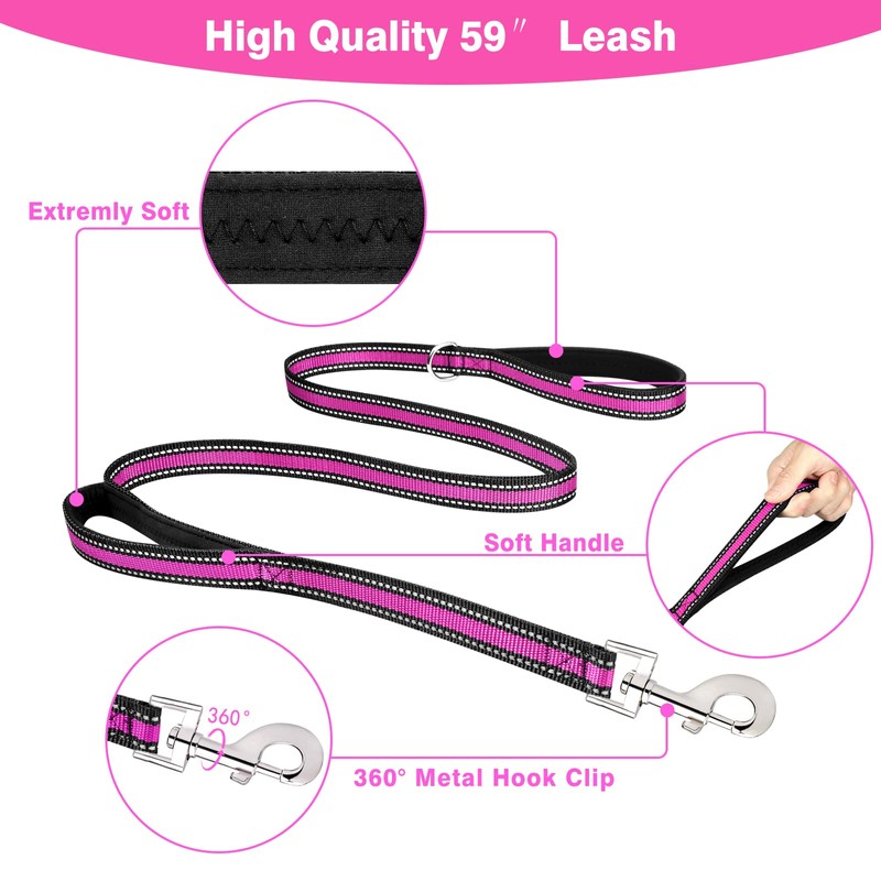 WINSEE Pet Harness Collar and Leash Set, All-in-one Reflective Dog