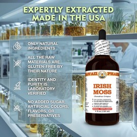 Irish Moss (Chondrus Crispus) Dry Entire Plant Tincture, Made in Hawaii, All Natural, Vegan, Pure Liquid Extract - 32 fl.oz