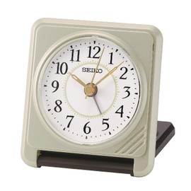 Seiko Clock, Alarm Clock, Table Clock, Analog, Small, Portable, Light Gold, 3.1 x 2.8 x 0.9 inches (78 x 72 x 24 mm), QQ807G