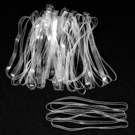 50 Pcs Clear Rubber Bands 200x5mm (Perimeter x Width) Transparent TPU Rubberband Clear Elastic for Home Office Crafts