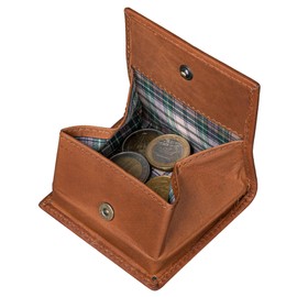Benthill Leather Coin Purse - Viennese Box Made of Genuine Leather - Mini Wallet with Coin Chute - Slim Wallet - Leather Mini Wallet - Coin Purse, brown, coin purse