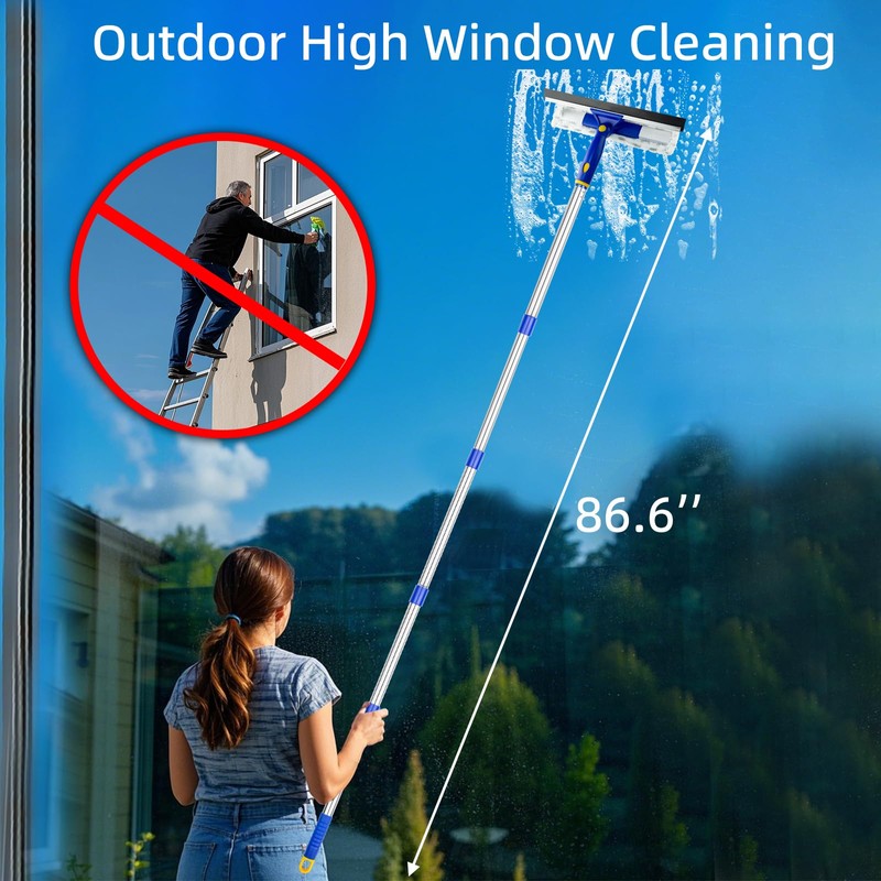 ITTAHO 81" Window Squeegee Cleaner,2 in 1 Window Cleaning Tool