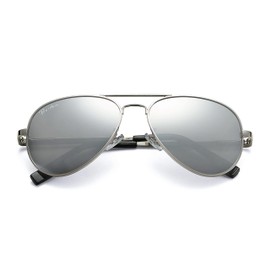 Pro Acme Polarized Aviator Sunglasses for Men and Women 100% UV Protection, 58mm(Silver Frame/Silver Mirrored Lens)