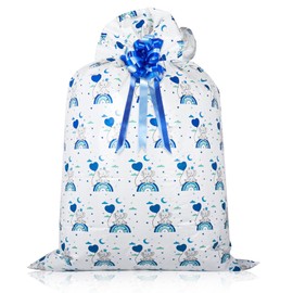 56× 36 inches Extra Large Gift Bag Baby Shower Baby Boy Gift Bag for Presents, Jumbo Plastic Gift Bag for Baby Shower Birthday, Blue