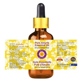 Deve Herbes Pure Amyris Essential Oil (Amyris balsamifera) with Glass Dropper Steam Distilled 30ml (1 oz)