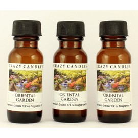 Crazy Candles Oriental Garden 3 Bottles 1/2 Fl Oz Each (15ml) Premium Grade Scented Fragrance Oil (Floral and Herbal Scented)
