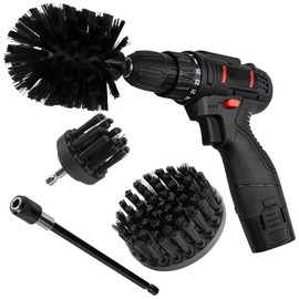 OYGLYG Drill Brush Attachment Kit, Multi-Purpose Scrubber, 4-Piece Cleaning Kit for Bathroom, Glass, Tile, Car Tires - Black