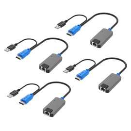 MT-VIKI 4 Pack USB HDMI to RJ45 Dongle, Work for MT-VIKI CAT6 KVM Switch (1708MS-IP/1708MS) Extend Distances up to 230ft/70m from KVM Console to Servers