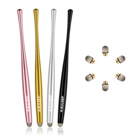 AULEEP Capacitive Stylus Pens for Touch Screen with 4 Pack 6 Nanofiber Tips Compatible for Phones, Tablets, iPads, Kindles (Silver Gray/Black/Rose Pink/Light Gold)