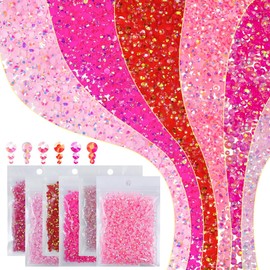 qiipii 6 Bags Colorful Rose & Pink Series Resin Rhinestones for Bedazzling Crafting 3mm 4mm 5mm Mix Flatback Stones Gems Diamonds for Nails Face Eyes Makeup DIY Crafts Tumblers Bottles Clothes Shoes