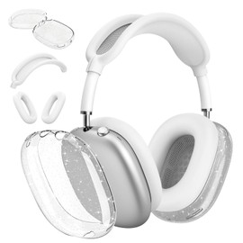 Aircawin for AirPods Max Case Clear Glitter,3 in 1 Clear Soft TPU Ear Cups Case Cover/Ear Pad Case Cover/Headband Cover for Airpods Max Case Cover,Case for AirPod Max Headphone Accessories-Glitter