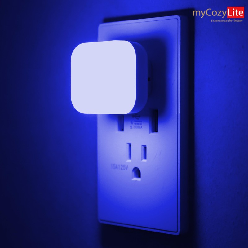 myCozyLite Dual Light Night Light Plug in, Red and Blue