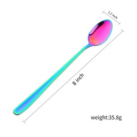 SBOMHS Long Handle Spoons Set of 8 (Coloured), Cocktail Mixing Spoons/Latte Spoons, for Bar Home Café Dessert Shop