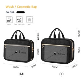 LOVEVOOK Hanging Toiletry Bag Travel Wash Toiletries Make up Bags with Hook, Waterproof Large Cosmetic Organizer for Women Girls, Clear for Full Sized Container Black