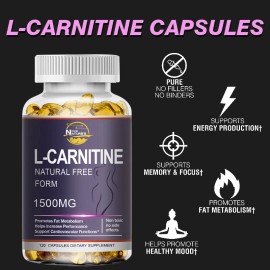 Acetyl-L-Carni<wbr/>tine 1500mg 120 Capsules Nervous System Health Antioxidant NON-GMO