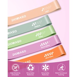 DIOMASO Resistance Bands for Working Out- 5 Levels with Exercise Bands, Multi-Colored Stretch Bands for Women Men, Legs, Glutes, Thighs, Yoga, Indoor & Outdoor Fitness