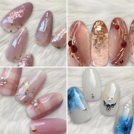 COLORBIRD Nail Stickers Fall/Winter B Easy-to-Apply Manicure Cute Flower Sheer Foil Pearl Parts (CCL453 CCL454 CCL455 CCL456)