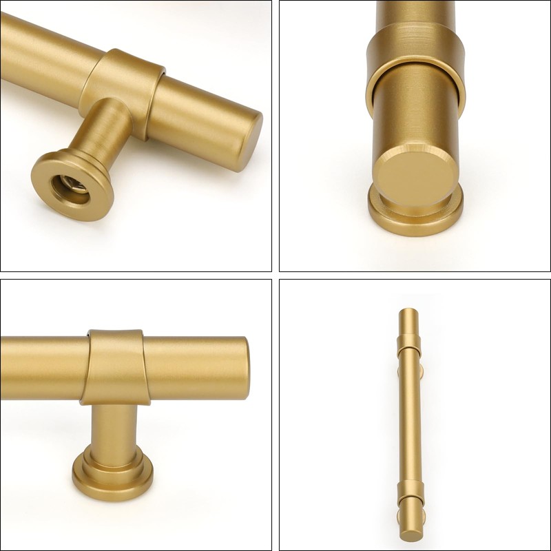 Haliwu 10 Pack Gold Cabinet Handles Brushed Brass Drawer Pulls