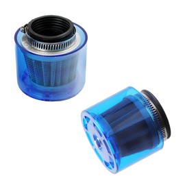 ENN LLC Power Filter Stainless Steel Blue Motorcycle Air Filter with Cover Set of 2 (Straight Type, 1.9 inches (47 mm)