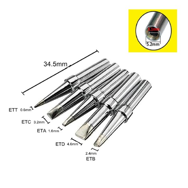 MASUNN 5Pcs Universial Lead Free Soldering Tip for WELLER Soldering