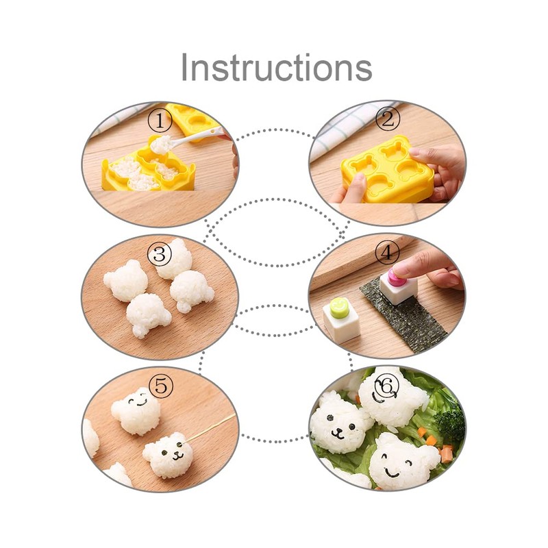YongXiangPeng Sushi Making Kit Rice Mould,Rice Ball Mold Cartoon Bear