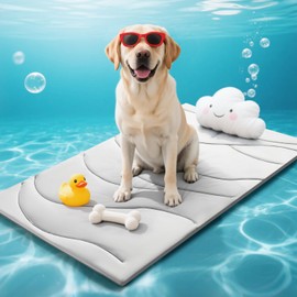 BABTGREAT Dog Cooling Mat, 59" x 40" Reversible Self-cooling Mat for X-Large Dogs, Washable Non-Toxic Cool Pad for Pets 2.0 Summer Pet Cooling Pad for Crate Kennel Sofa Floor Outdoor Portable Grey