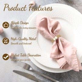 Napkin Rings Pack of 10 Elegant Napkin Buckles Metal Napkin Ring Half Round Napkin Rings Table Decoration for Christmas Dinner Party 4.8 x 3.3 cm Gold