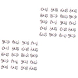 Healvian 40pcs Bow Rhinestone Nail Art Charms Shiny Nail Decoration Stickers for Design Elegant for Home and Salon Use